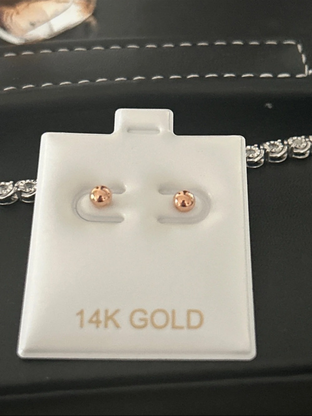 14K Gold Ball Stud Earrings - Rose Gold